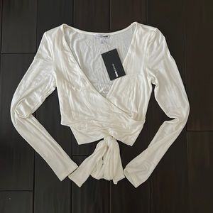FashionNova White Crossing Paths Top